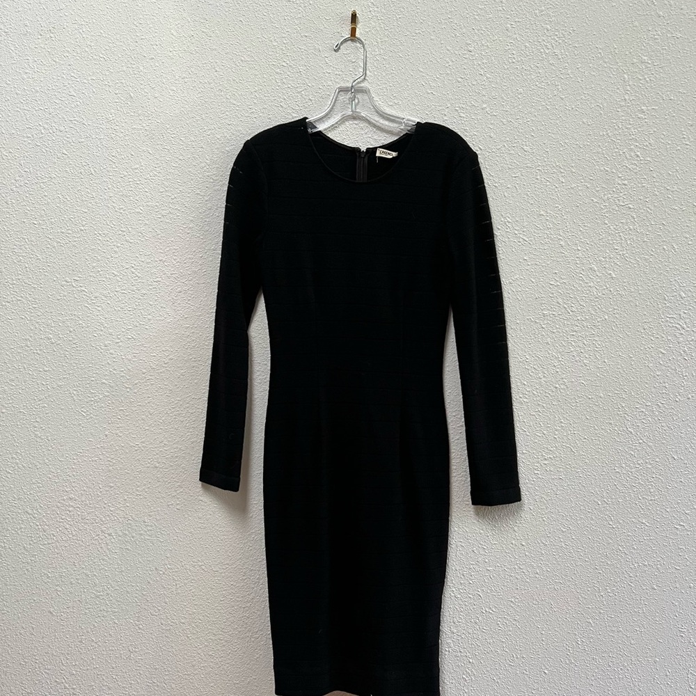 L'AGENCE Black Long Sleeve Sheath Dress